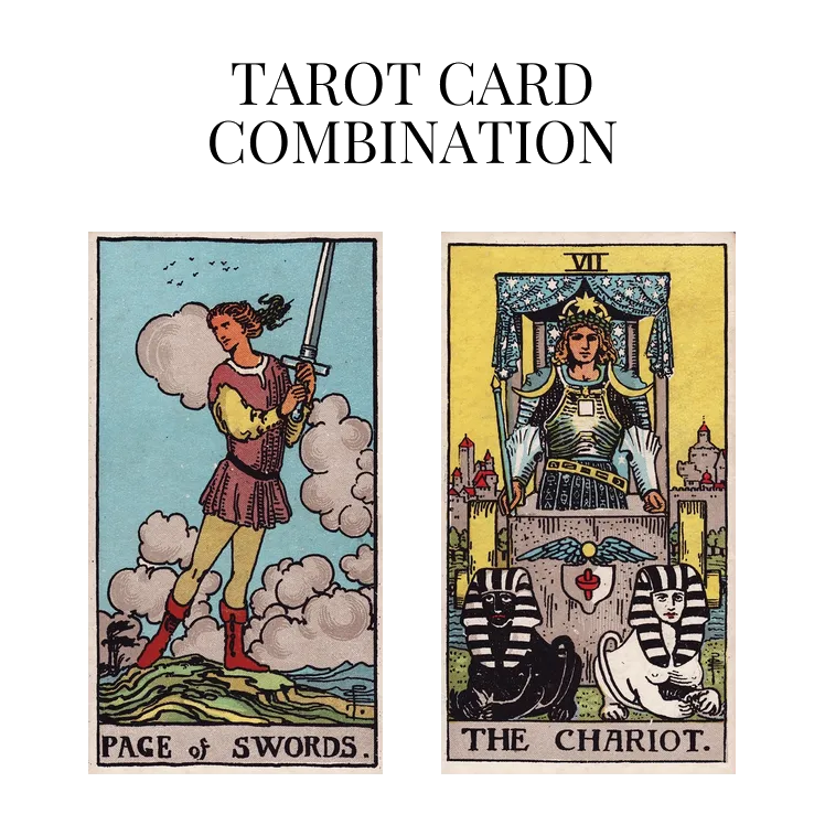 page of swords and the chariot tarot cards combination meaning