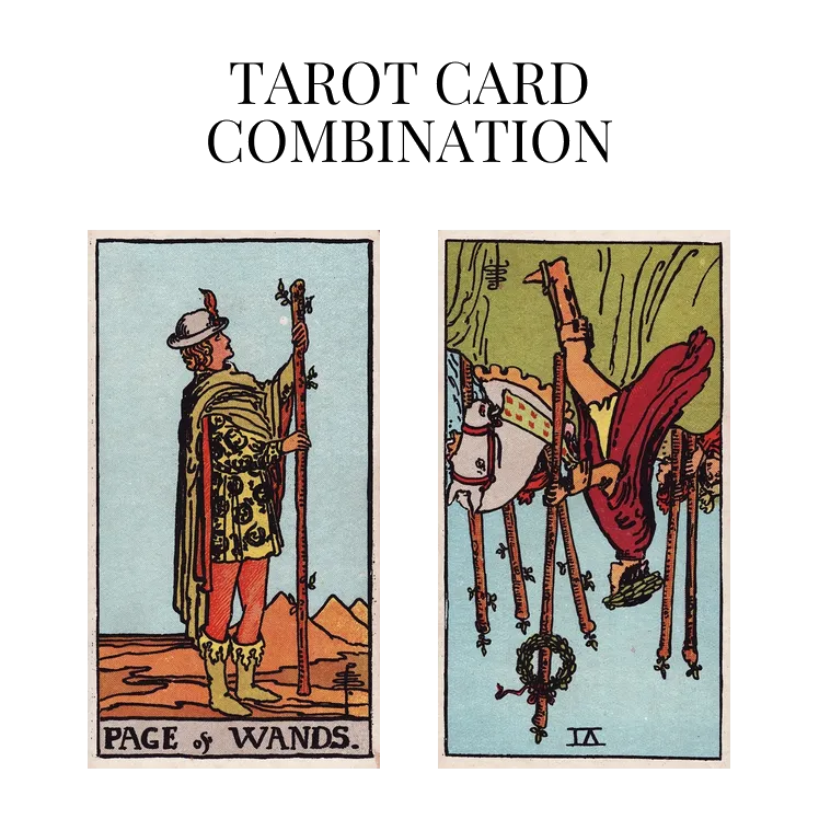 page of wands and six of wands reversed tarot cards combination meaning