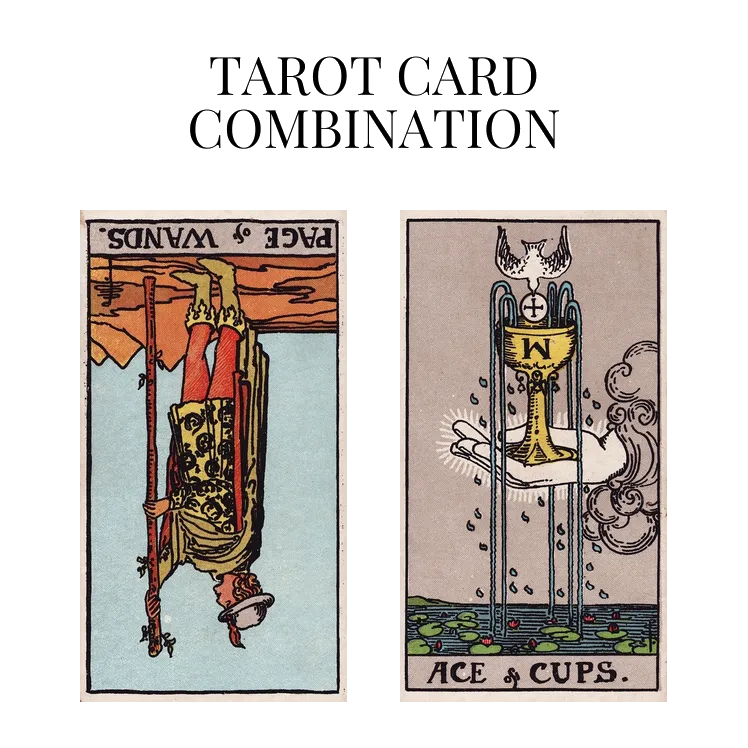 page of wands reversed and ace of cups tarot cards combination meaning