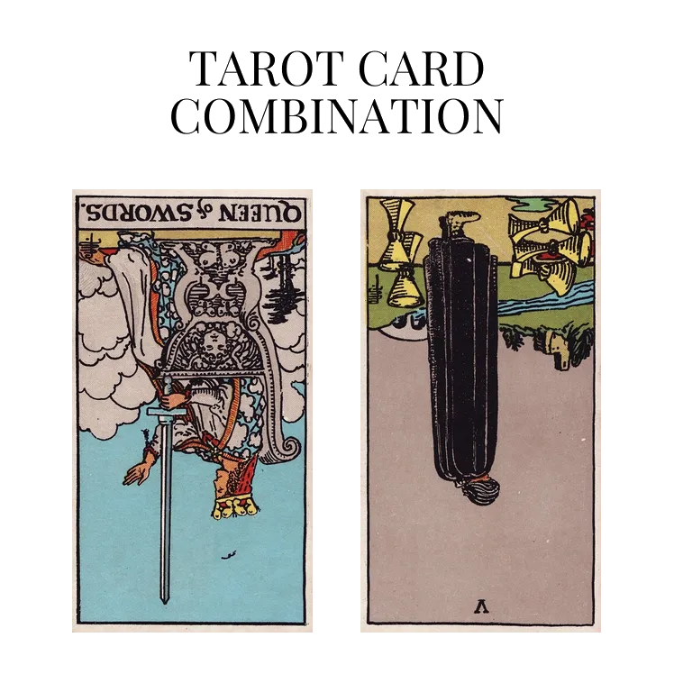 queen of swords reversed and five of cups reversed tarot cards combination meaning