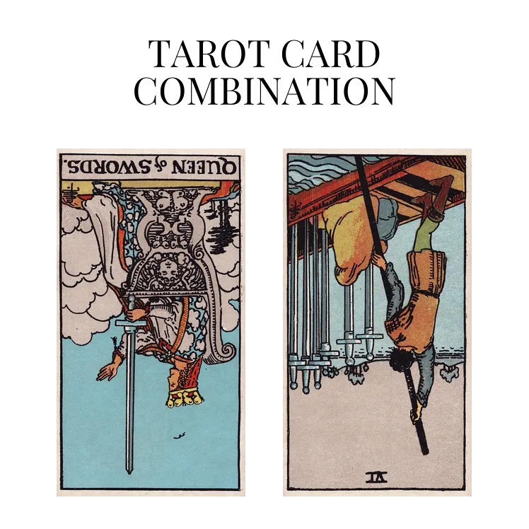 queen of swords reversed and six of swords reversed tarot cards combination meaning
