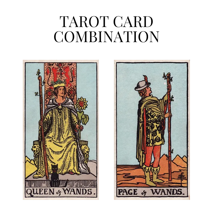 queen of wands and page of wands tarot cards combination meaning
