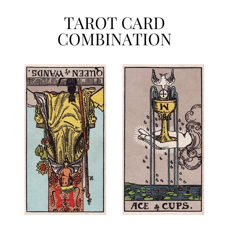 queen of wands reversed and ace of cups tarot cards combination meaning