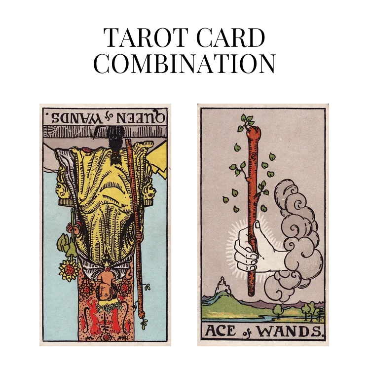 queen of wands reversed and ace of wands tarot cards combination meaning