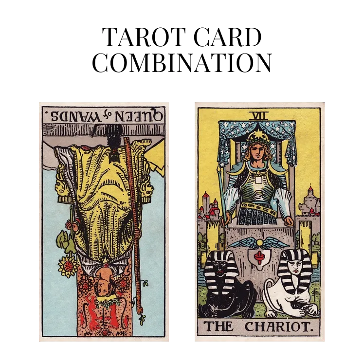 queen of wands reversed and the chariot tarot cards combination meaning