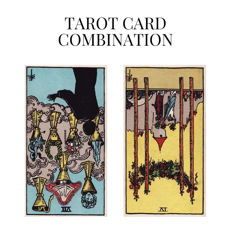 seven of cups reversed and four of wands reversed tarot cards combination meaning
