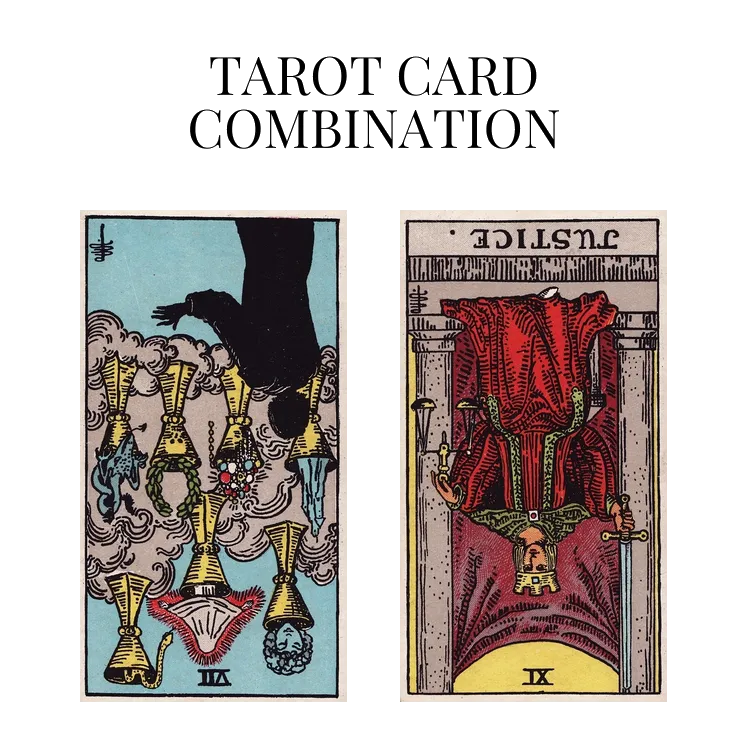 seven of cups reversed and justice reversed tarot cards combination meaning