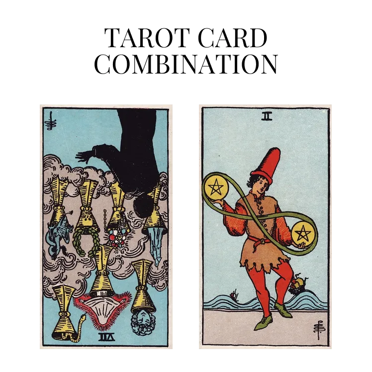 seven of cups reversed and two of pentacles tarot cards combination meaning