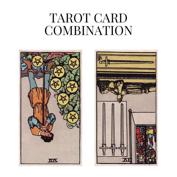 seven of pentacles reversed and four of swords reversed tarot cards combination meaning