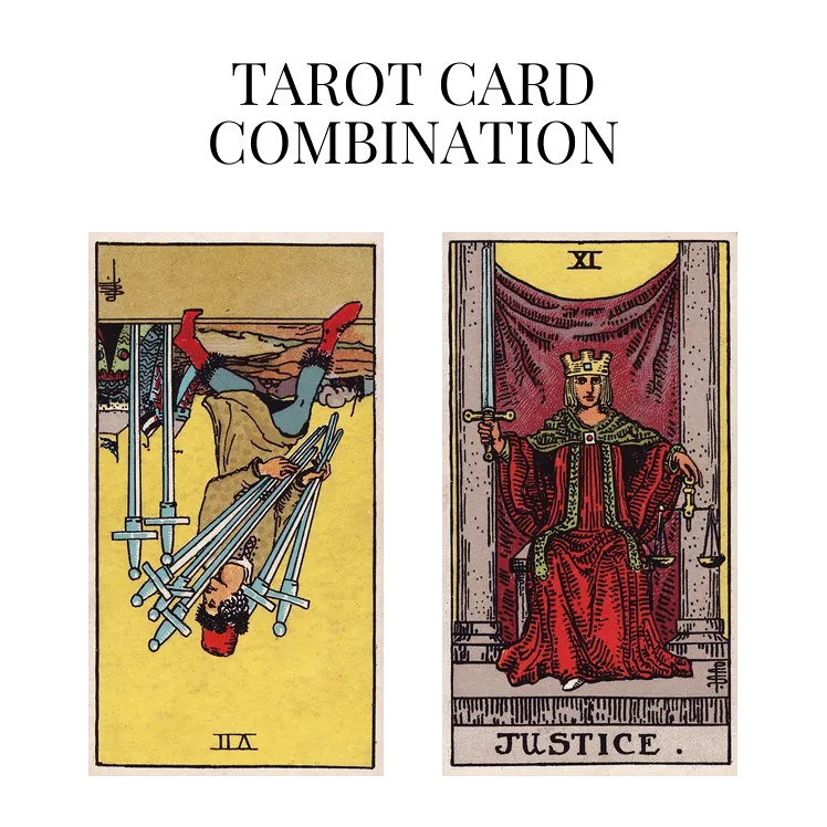 seven of swords reversed and justice tarot cards combination meaning