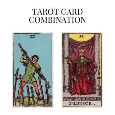seven of wands and justice tarot cards combination meaning