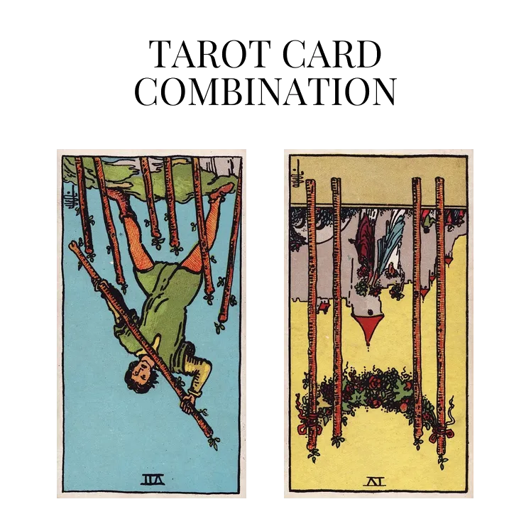 seven of wands reversed and four of wands reversed tarot cards combination meaning