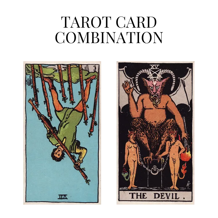 seven of wands reversed and the devil tarot cards combination meaning