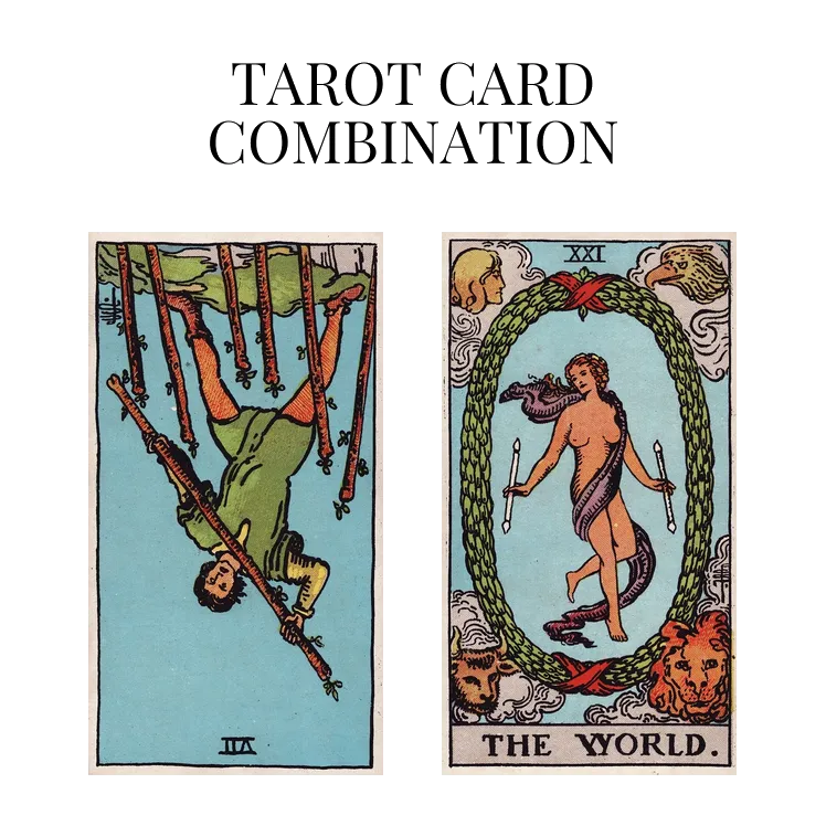seven of wands reversed and the world tarot cards combination meaning