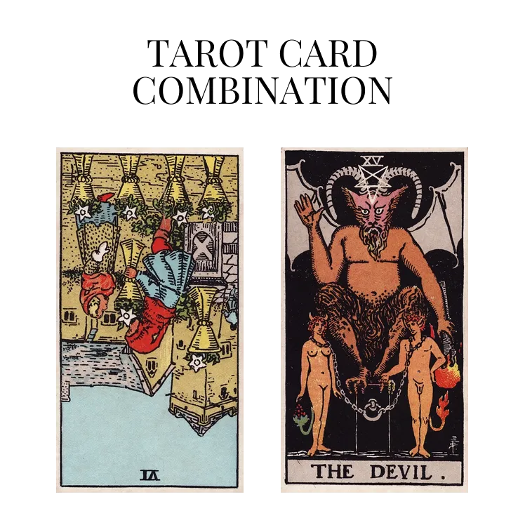 six of cups reversed and the devil tarot cards combination meaning