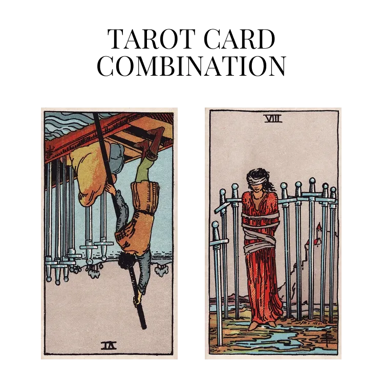 six of swords reversed and eight of swords tarot cards combination meaning