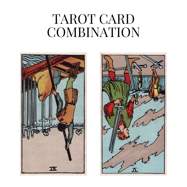 six of swords reversed and five of swords reversed tarot cards combination meaning