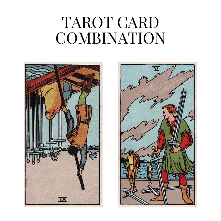 six of swords reversed and five of swords tarot cards combination meaning