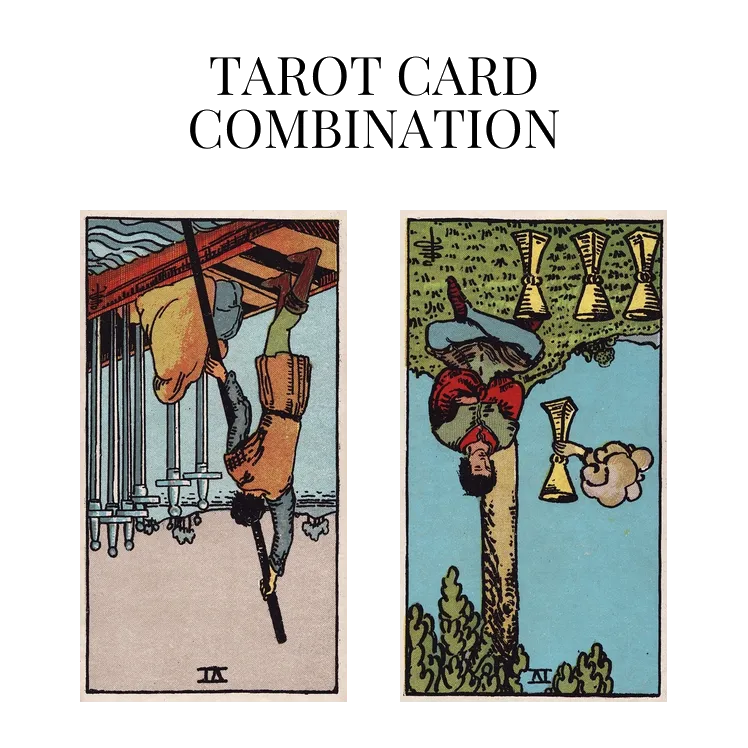 six of swords reversed and four of cups reversed tarot cards combination meaning