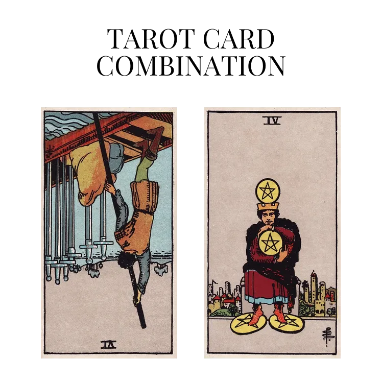 six of swords reversed and four of pentacles tarot cards combination meaning