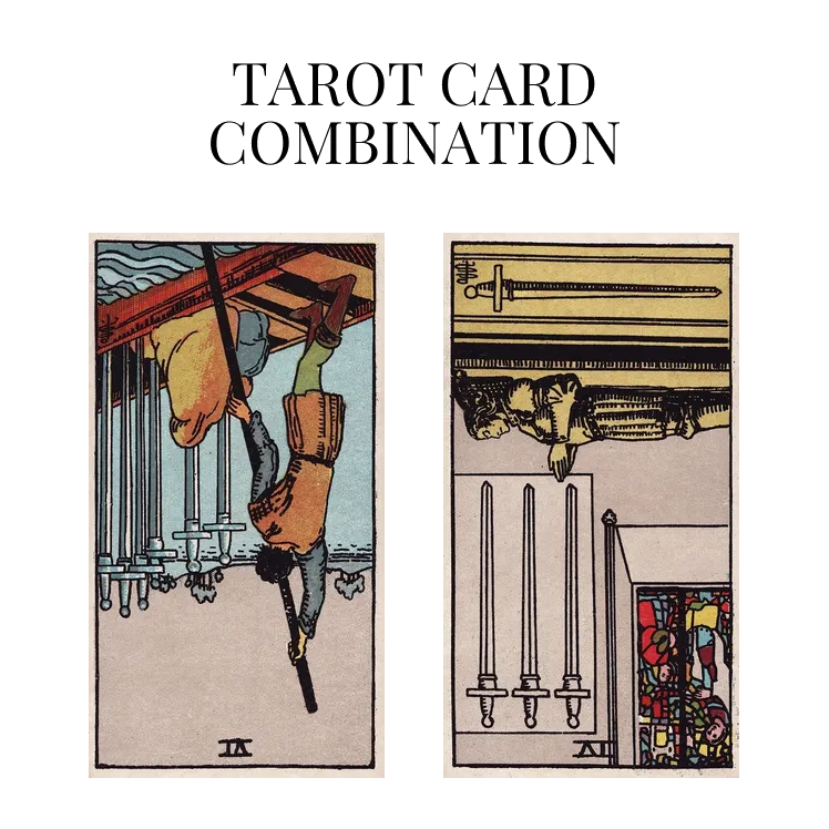 six of swords reversed and four of swords reversed tarot cards combination meaning