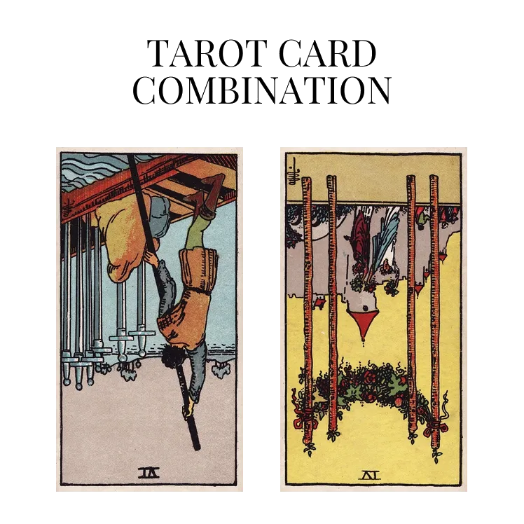 six of swords reversed and four of wands reversed tarot cards combination meaning