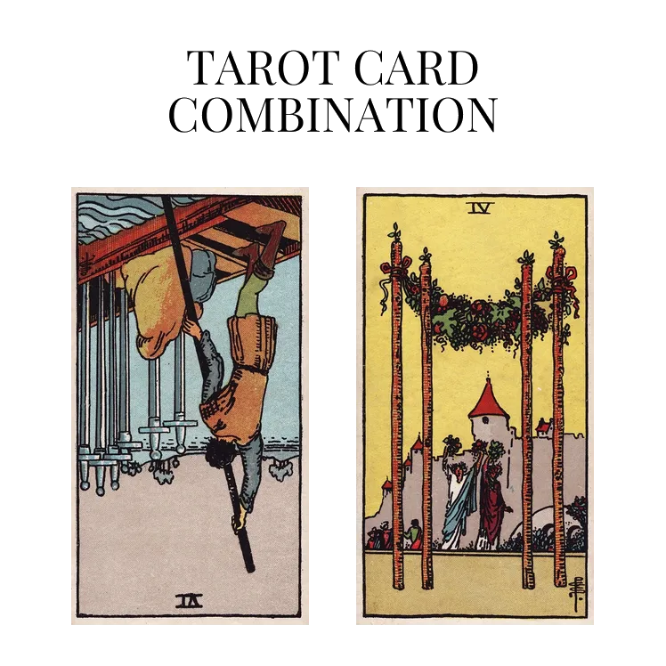 six of swords reversed and four of wands tarot cards combination meaning