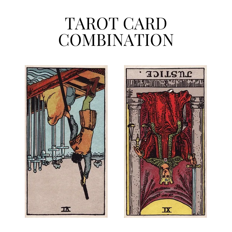 six of swords reversed and justice reversed tarot cards combination meaning