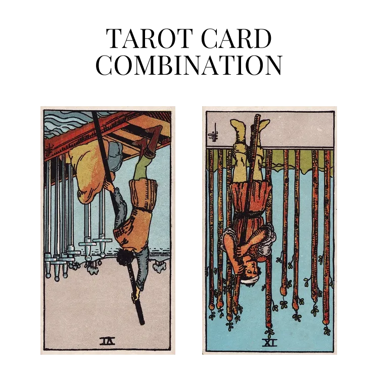 six of swords reversed and nine of wands reversed tarot cards combination meaning