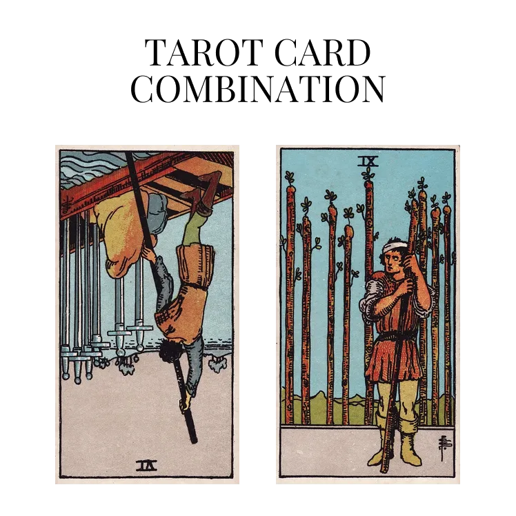six of swords reversed and nine of wands tarot cards combination meaning