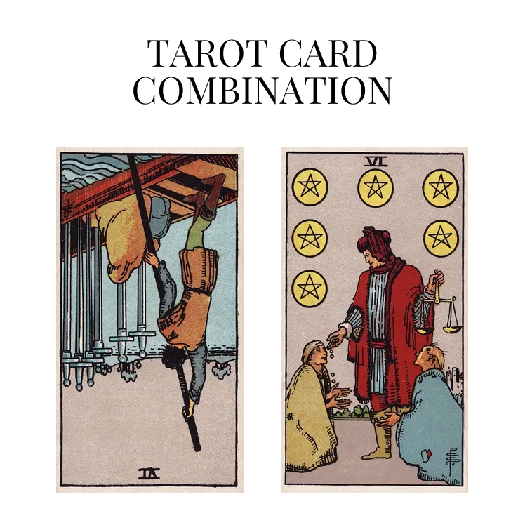 six of swords reversed and six of pentacles tarot cards combination meaning