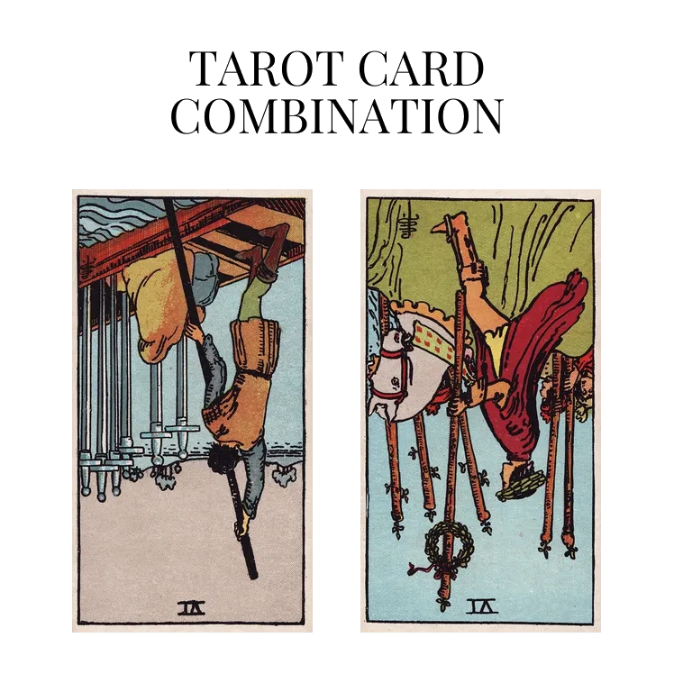 six of swords reversed and six of wands reversed tarot cards combination meaning