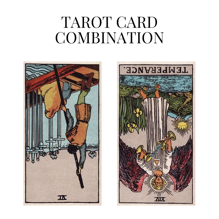 six of swords reversed and temperance reversed tarot cards combination meaning