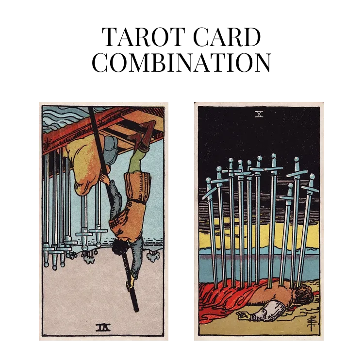 six of swords reversed and ten of swords tarot cards combination meaning