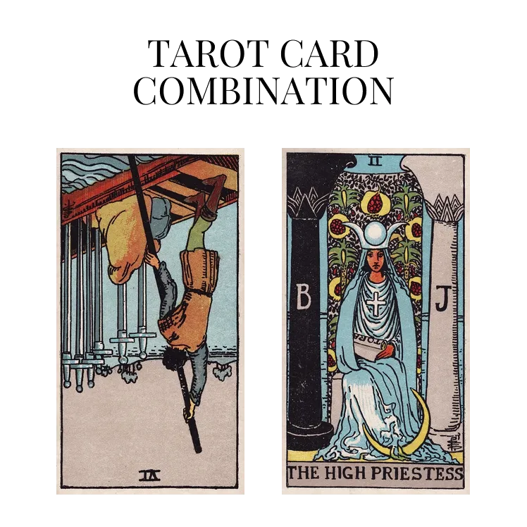 six of swords reversed and the high priestess tarot cards combination meaning
