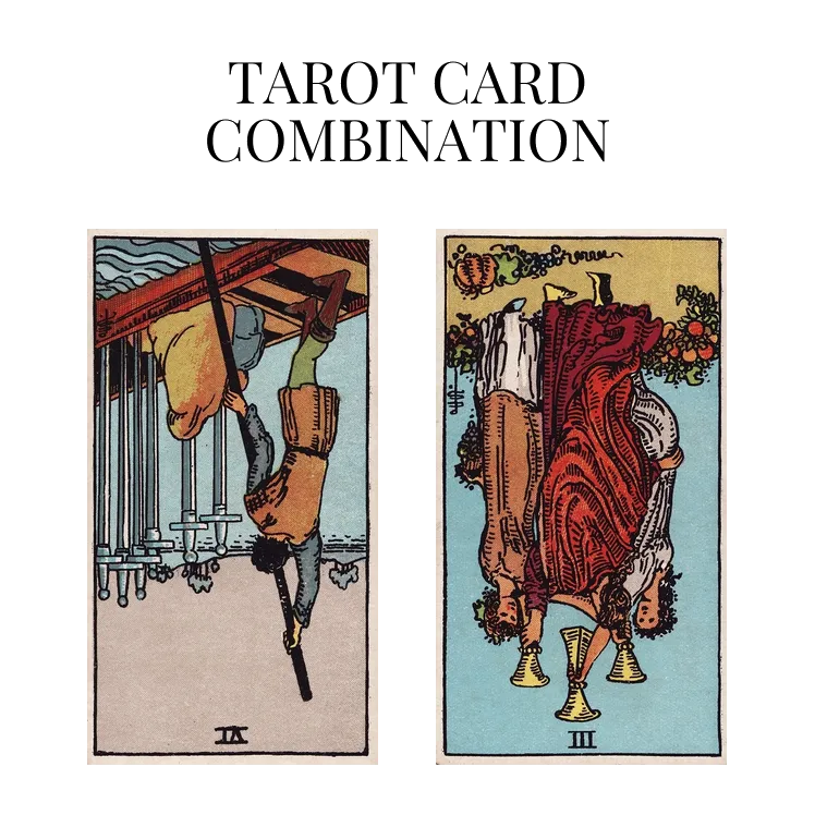 six of swords reversed and three of cups reversed tarot cards combination meaning