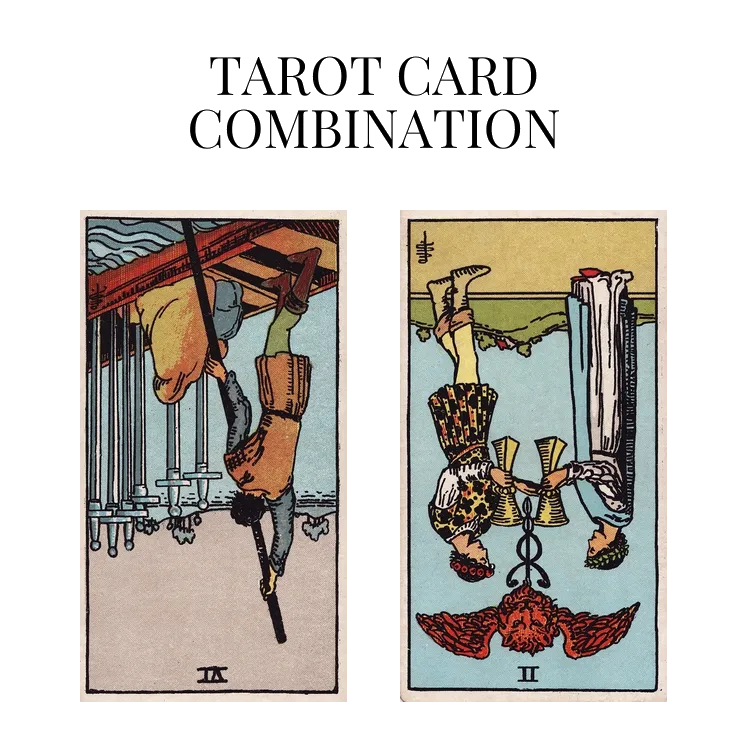 six of swords reversed and two of cups reversed tarot cards combination meaning