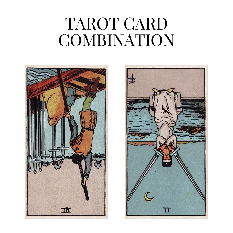 six of swords reversed and two of swords reversed tarot cards combination meaning