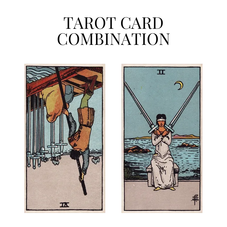 six of swords reversed and two of swords tarot cards combination meaning