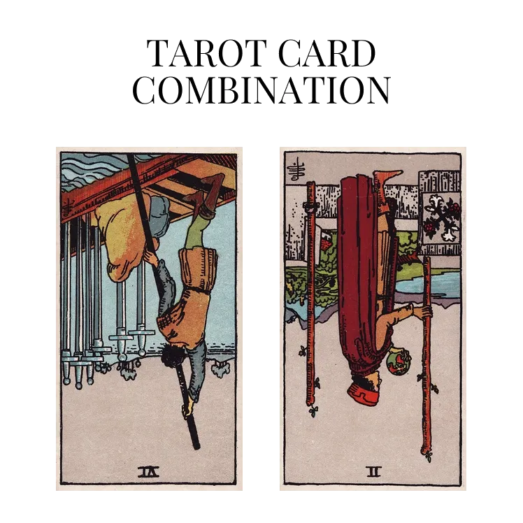 six of swords reversed and two of wands reversed tarot cards combination meaning