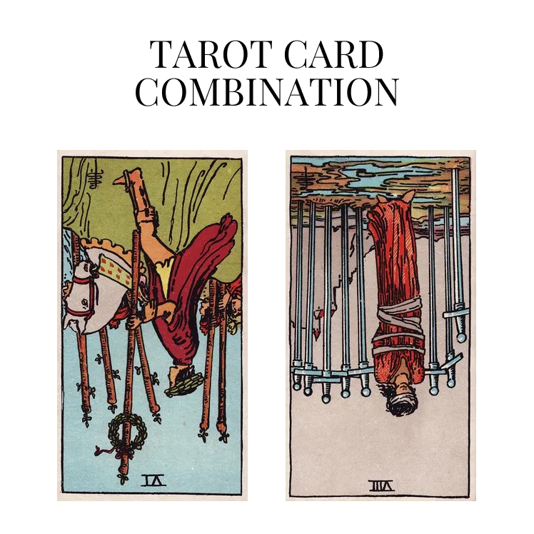 six of wands reversed and eight of swords reversed tarot cards combination meaning