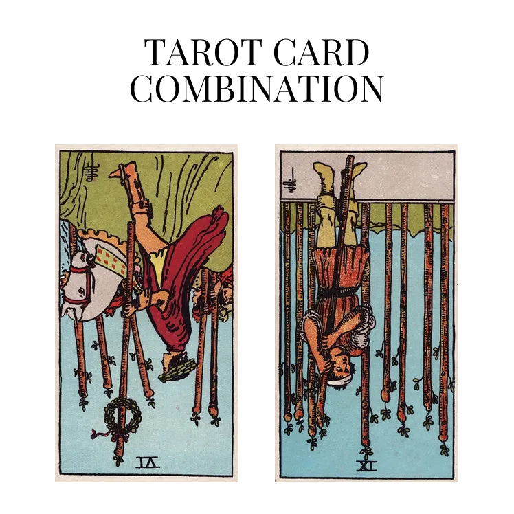 six of wands reversed and nine of wands reversed tarot cards combination meaning