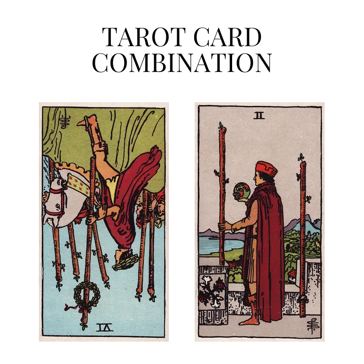 six of wands reversed and two of wands tarot cards combination meaning