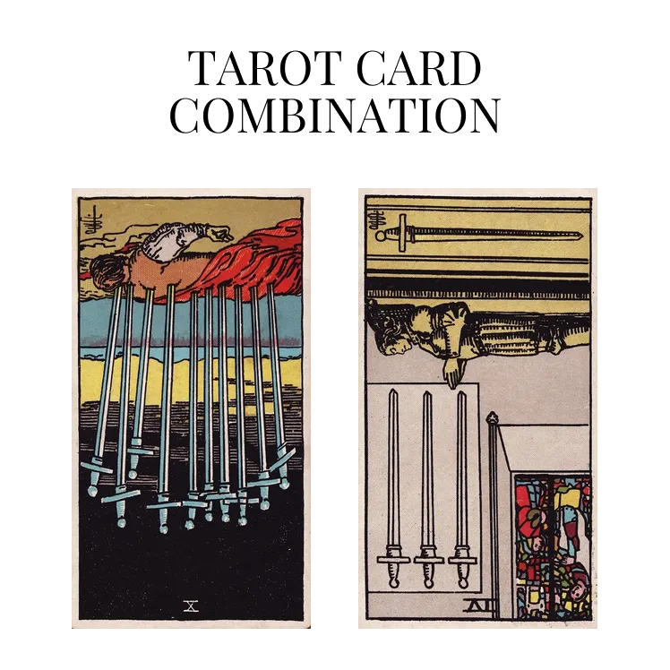 ten of swords reversed and four of swords reversed tarot cards combination meaning