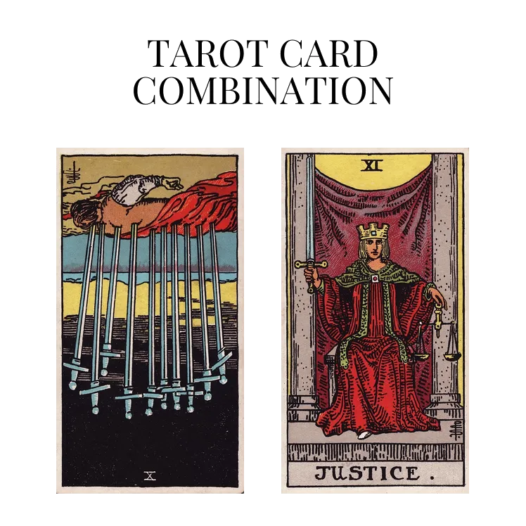 ten of swords reversed and justice tarot cards combination meaning