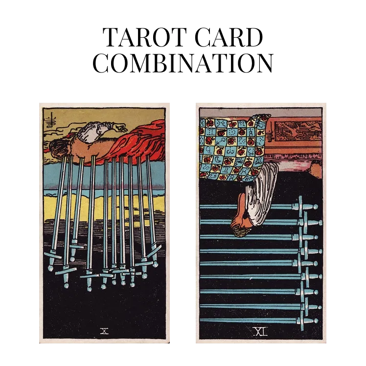 ten of swords reversed and nine of swords reversed tarot cards combination meaning