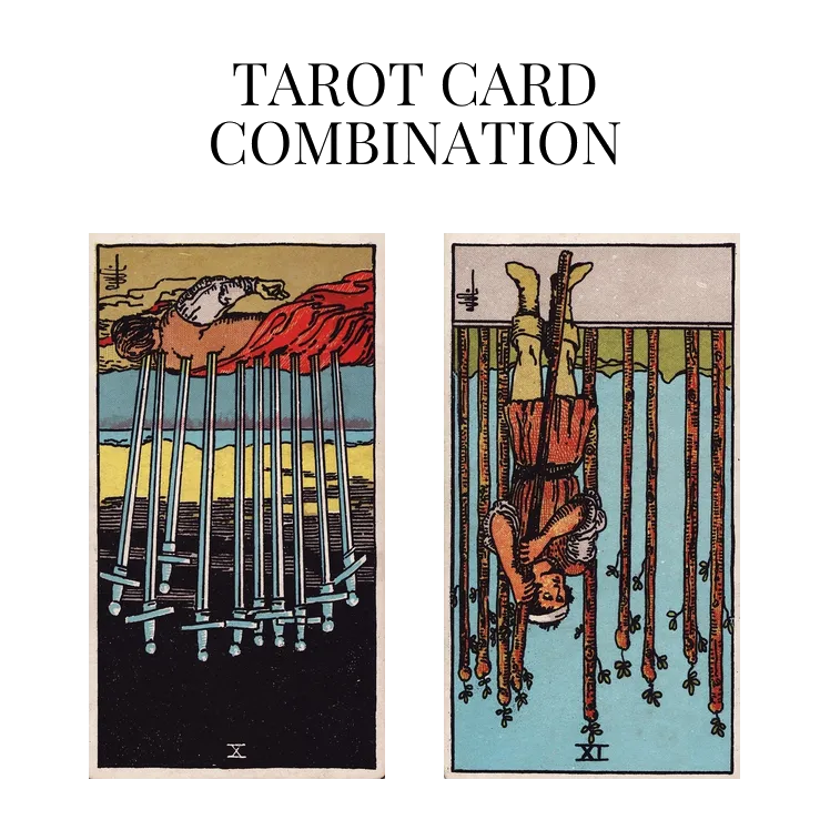 ten of swords reversed and nine of wands reversed tarot cards combination meaning