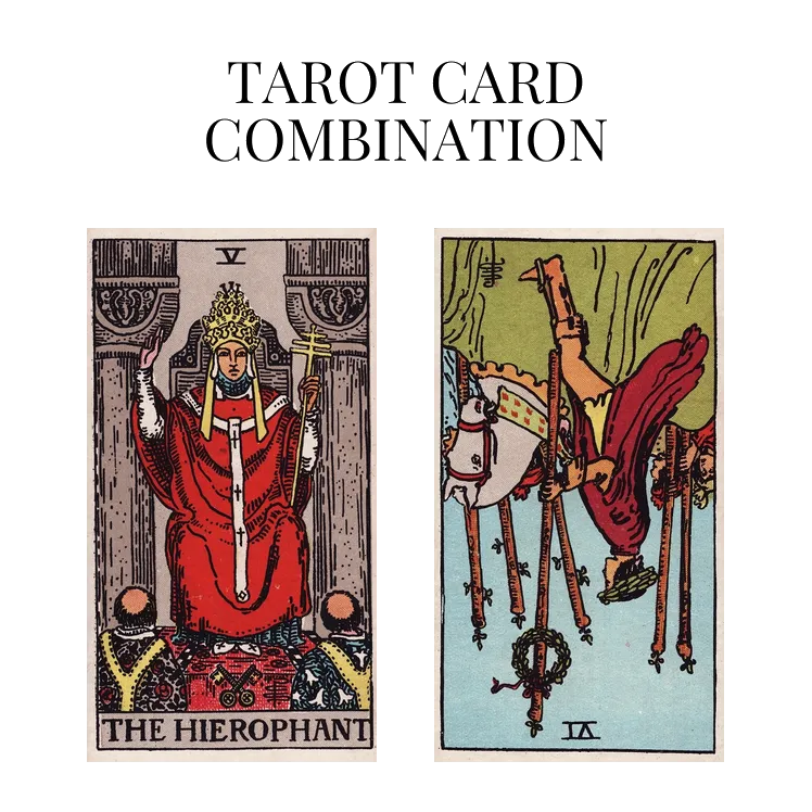 the hierophant and six of wands reversed tarot cards combination meaning