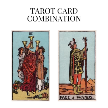 three of cups and page of wands tarot cards combination meaning