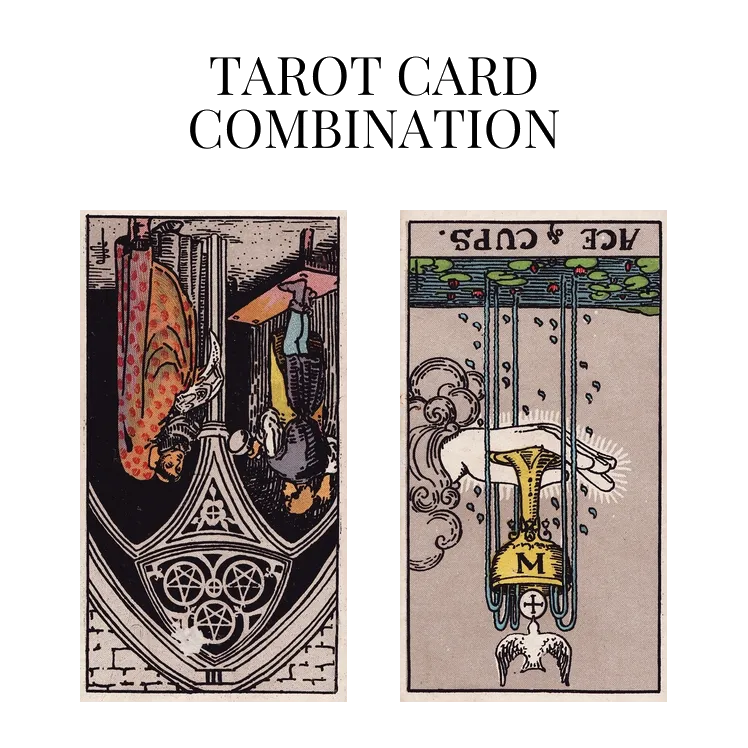three of pentacles reversed and ace of cups reversed tarot cards combination meaning